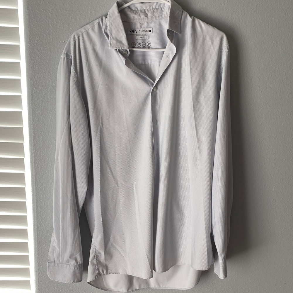 Zara Men's Light Gray Button Down Shirt